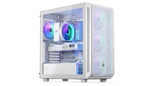 ENDORFY Arx 700 White ARGB Gaming PC Gehäuse - PC-Gehäuse mit 4 vorinstallierten ARGB-Lüftern und luftiger Mesh-Front für optimale Kühlung und Sichtbarkeit der Komponenten.