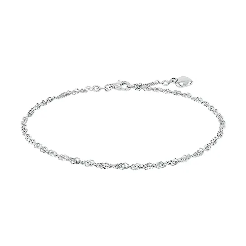 Amor Fußkette 925 Sterling Silber Damen - Herz-Anhänger in Geschenkbox - Elegante Fußkette aus rhodiniertem 925er Sterling Silber mit Herz-Anhänger, verstellbar und ideal für den Sommer, kommt in einer hübschen Schmuck Geschenkbox.