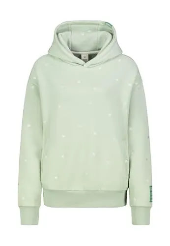 Eight 2 Nine Sublevel Damen Sweathoodie mit Alloverprint Light-Green XS - Stylischer Damen Sweathoodie mit auffälligem Alloverprint. Bequemer Oversized-Schnitt und praktische Kapuze sorgen für optimalen Komfort und Vielseitigkeit. Ideal kombinierbar mit Jeans oder Leggings.