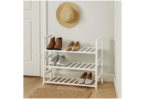 HTI-Living Schuhregal Schuhregal aus Bambus in Weiß 3 Ebenen, Stück 1-tlg., Schuhablage