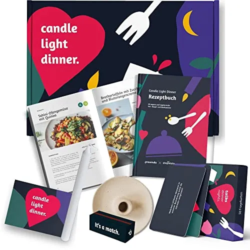 presendu Candle Light Dinner Geschenkbox | Das Geschenk für Paare, Frauen, Männer, Freundin oder Freund | Geschenkidee zum Geburtstag, Valentinstag, Jahrestag, Weihnachten, Hochzeit