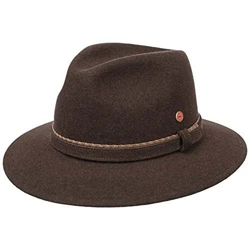 Mayser Gustav Trekkinghut Fedora - 100% Wollfilz Outdoorhut für Herren - Fedora & Trilby-Hüte für Herren, handgefertigt aus wasserabweisendem Wollfilz, ideal für Trekking und Reisen, bietet zuverlässigen UV-Schutz und praktisches Packable-Design.