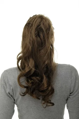 Haarteil lockig lang Goldbraun Mini-Klammer Steckkämme & Gummizug 60cm WK08-10