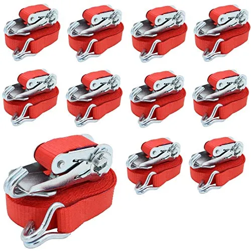Profi Spanngurte 800kg 25mm 6 Meter 0,8t zweiteilig Ratschengurt Zurrgurt DIN EN 12195-2 Rot 10 x