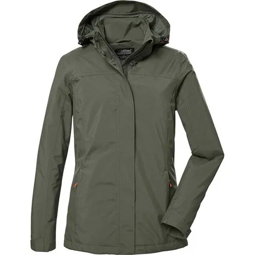 Killtec KOS 42 Jacke - Frauen - Olive - Funktionsjacke für Frauen, wind- und wasserdicht mit 10.000 mm Wassersäule, ideal für Outdoor-Aktivitäten. Ausgestattet mit abnehmbarer Kapuze und praktischen Taschen.