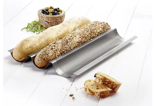 WESTMARK Baguette Backform 'Long' - Backblech für perfekte Baguettes, aus hochwertigem Material in anthrazit, ideal für Hobbybäcker und Gastronomie.