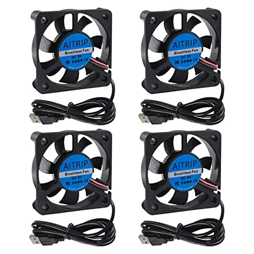 AITRIP 4PCS 5010 5V USB 50mm Lüfter, Brushless DC, 4er Pack, Geschwindigkeit 4200 U/min für Kleingeräte Serie Ersatz