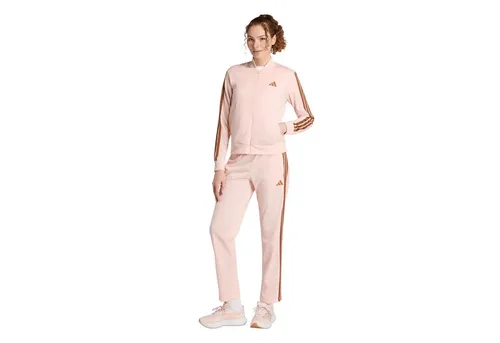 adidas Women's ESSENTIALS 3-STRIPES TRACKSUIT – Blush Pink, XL - Stylischer Trainingsanzug mit durchgehendem Reißverschluss und Stehkragen. Der elastische Bund sorgt für optimalen Sitz. Ideal für sportliche Aktivitäten und entspannte Freizeitmomente.