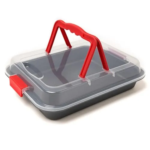 MGE - Backform mit Deckel - Rechteckig Kuchenform - Auflaufformen - Transporthaube - Karbonstahl - 36 x 23 cm