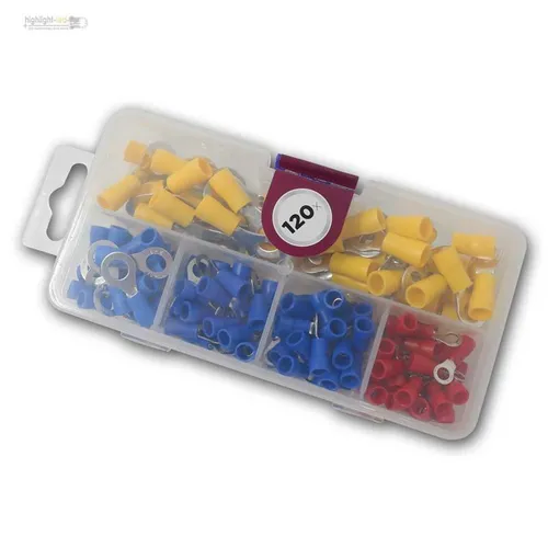 120-tlg Set Ringkabelschuhe M4 - M8 isoliert Crimp Ringösen Ringzungen Satz