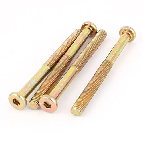 sourcing map 4 Pcs M8 x 90mm Gewinde Sechseck Steckkopf Kappe Schrauben Bolzen Bronze Ton DE de