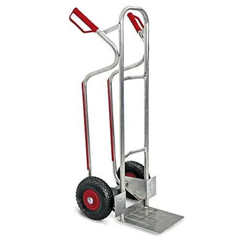 Stapelkarre mit pannensicheren Reifen (Silber) - Sackkarren für den Transport von großen Gegenständen, mit pannensicheren Reifen und robuster Alurohr-Konstruktion. Ideal für schwere Lasten bis 200 kg, sicher und stabil.