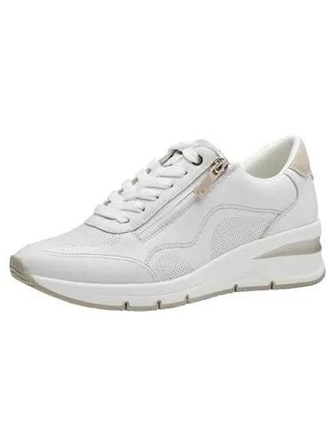 Tamaris Sneaker 1-23761-42 100 normal - Damen-Sneaker mit modernem Materialmix, Schnürung und Reißverschluss für perfekten Sitz. Komfortable Schafthöhe und herausnehmbare Socke bieten individuellen Tragekomfort.