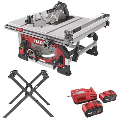 Flex Akku-Tischkreissäge TS 92 18-EC mit 2 Akkus 8,0 Ah + Untergestell