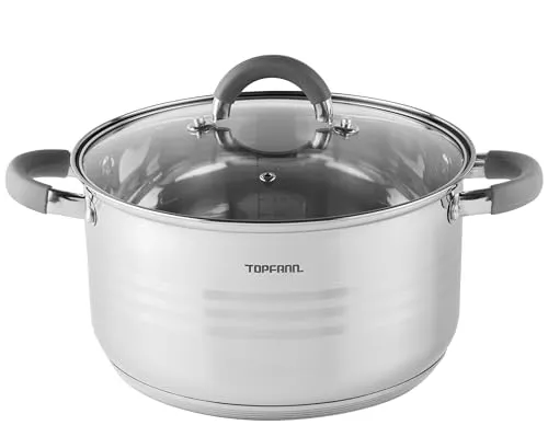 Edelstahl Kochtopf 4L mit Glasdeckel Topf Suppentopf Universaltopf Induktion 22cm