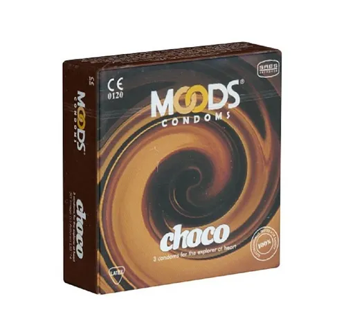 MOODS Condoms Kondome Choco Condoms Packung mit, 3 St., Kondome für wahre Genießer, Kondome mit Schokoladen-Aroma für köstliche Momente zu zweit