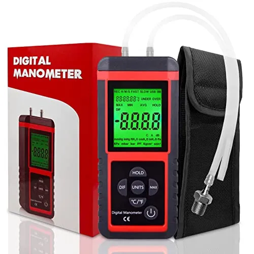 Ehdis Digital Manometer Luftdruck-Messgerät mit 32-Bit MCU 24-BitADC mit hoher Genauigkeit 12 Einheiten Speichern oder Halten