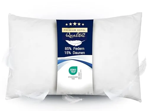 ZOLLNER Federkopfkissen, 85% Federn, 15% Daunen, 60x80 cm, Weiß