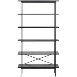 Xxxl Regal in Schwarz, 94x172x27 cm - Modernes Bücherregal aus Metall und Holzwerkstoff mit 5 offenen Fächern, ideal für stilvolle Präsentation und zusätzlichen Stauraum.