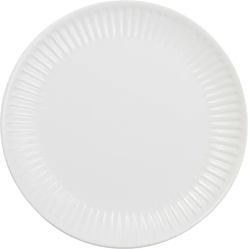 IB Laursen Essteller Mynte PURE WHITE 28 cm - Eleganter Keramikteller mit Rillen, ideal für stilvolle Anlässe oder den täglichen Gebrauch. Durchmesser 28 cm, perfekt für jeden Tisch.