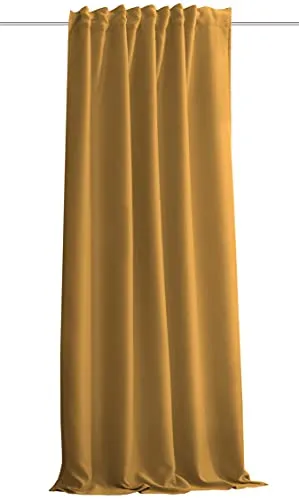 Produktbild HOMEbasics | Akustikvorhang Uni | ACUSTICO | Lärm-, Hitze-, Kälte- und Zugluft-Schutz + abdunkelnd | Curry | 245 x 135 cm