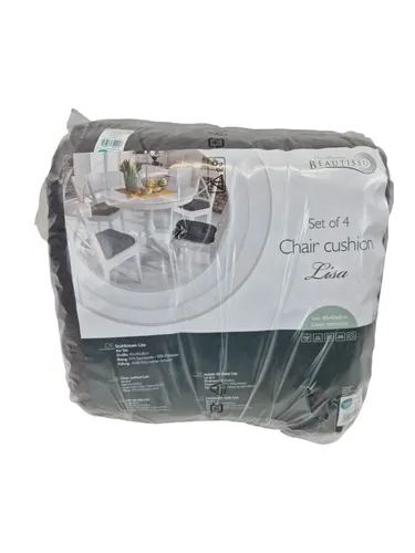 Beautissu Lisa Stuhlkissen 4er Set - Kissen für Terrasse in elegantem Dunkelgrau, komfortabel und robust, ideal für gemütliche Stunden im Freien.