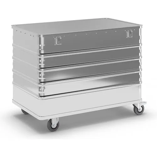 Gmöhling Kastenwagen D 3008 mit Deckel, 322l Aluminium - Robuster Kastenwagen für vielseitigen Einsatz in Logistik und Industrie. Mit leichtem Eigengewicht und formstabilen Wänden, ideal für sichere Lagerung und Transport.