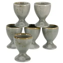 Creatable Eierbecherset 6-teilig, Grau, Keramik - Elegantes Eierbecherset aus grauer Keramik, rechteckiges Design für stilvolles Servieren, ideal für Tischkultur und Frühstück.