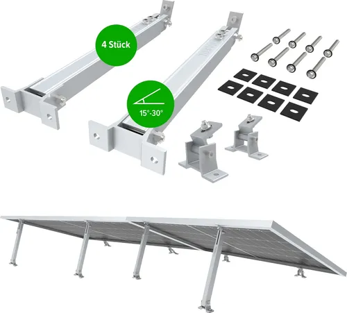 NuaSol Montageset für Balkonkraftwerk - 4 Stück Solarmodul Halterungen, witterungsbeständig und individuell verstellbar für maximalen Ertrag