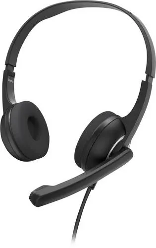 Hama Ohraufliegender Kopfhörer Kabelgebunden HS-USB250 V2 (Schwarz) - PC-Office-Headset 