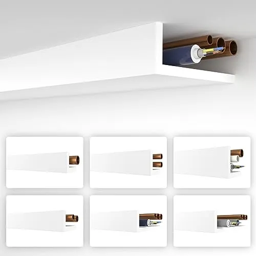 HEXIMO Winkelprofil weiß 1.7 Meter - Elegante Abdeckleisten für Heizungsrohre - Sockelleisten - 6 Leisten HRA-5, 170 cm lang, ideal zur Verkleidung von Rohren und Kabeln, sorgt für ein einheitliches Gesamtbild und einfache Montage.
