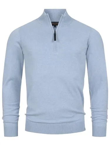 Indicode Herren Gore Pullover aus 80% Baumwolle mit Stehkragen | Strickpullover für Männer Light Blue Mix, S