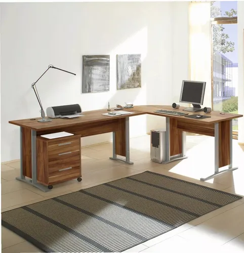 Winkelschreibtisch mit Rollcontainer