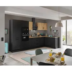 Küchenblock CORNWALL IV mit E-Geräten - Küchenzeile mit integriertem Ecke-Backofen, Geschirrspüler, Kühlschrank und Mikrowelle – ideal für platzsparende Küchenlösungen in modernem Design.