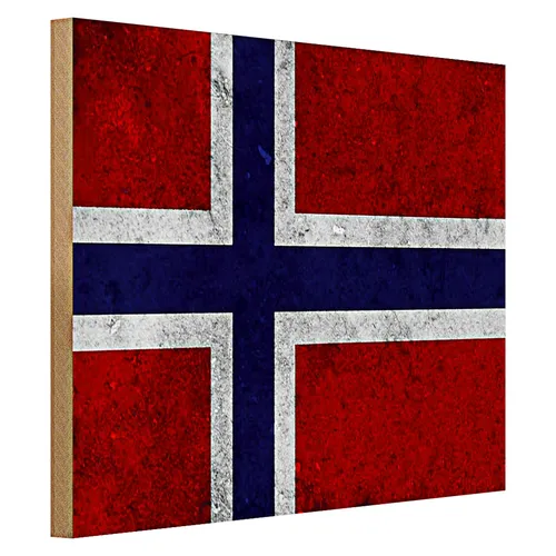 Holzschild Flagge 40x30cm Norwegen Fahne Wanddeko