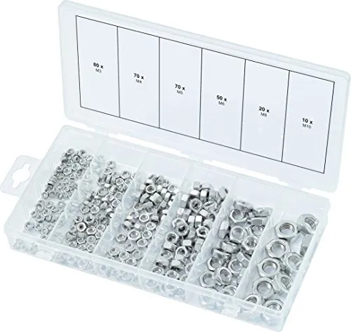 KS Tools 970.0450 Sortiment EDELSTAHL Muttern, metrisch, 300-tlg.