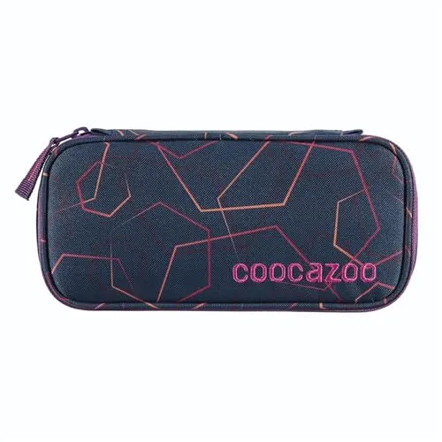 Coocazoo Federmäppchen PencilDenzel „Laserbeam Plum“ lila, Schlamperetui, Geodreieckfach, Stundenplanfach, herausnehmbarer Stiftehalter, zusätzliches Reißverschlussfach