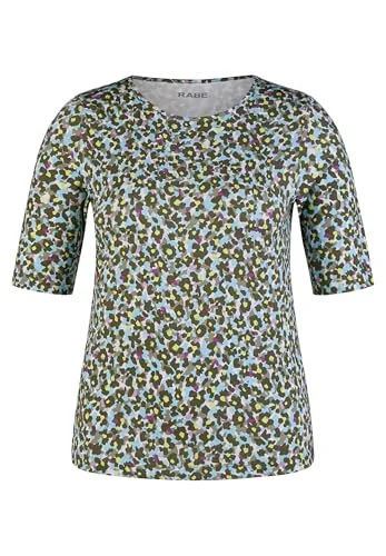 Rabe Rundhalsshirt mit grafischem Print, Gr. 40 - Damen T-Shirt mit modernem Allover-Druck, tailliertem Schnitt und halblangen Ärmeln. Pflegeleicht und ideal für den Alltag.