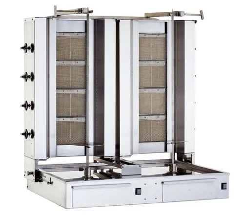 Gastronics Dönergrill Dönergrill / Gyrosgrill 4+4 Brenner Doppelmaschine Motor unten