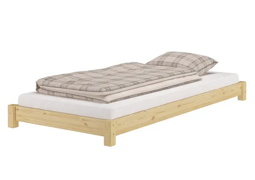 ERST-HOLZ Massivholzbett 90x200 cm - Futonbett aus Kiefer - Massivholz-Bett in Standardgröße 90x200 cm mit nur 17 cm Höhe, ideal für niedrige Zimmer und perfekt für Kinder, Jugendliche und Gäste. Robuste Konstruktion für bis zu 120 kg belastbar.
