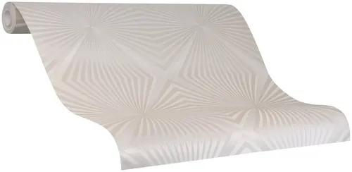 Harald Glööckler Vlies Tapete Grafik Linie beige Glanz - Stilvolle Wandtapete im Art déco Design, waschbar und feuchtraumgeeignet für jeden Wohnraum. Perfekt für ein elegantes Ambiente!