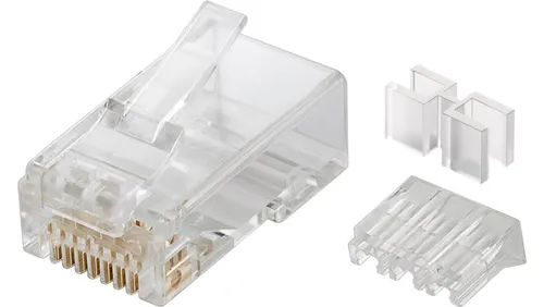 goobay RJ45 Stecker CAT 6A UTP ungeschirmt - für Rundkabel mit Einfädelhilfe, zuverlässige Verbindung für schnelles Netzwerk