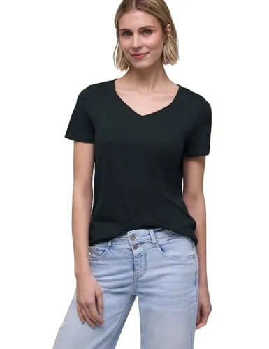 Basic T-Shirt mit V-Neck in Unifarbe