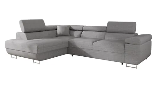 Mirjan24 Ecksofa Torezio mit Bettkasten - L-Form Couch mit Schlaffunktion - Sofas & Couches: Praktische Eckcouch mit Bettkasten und verstellbaren Kopfstützen, ideal für Gästeübernachtungen und gemütliche Abende.
