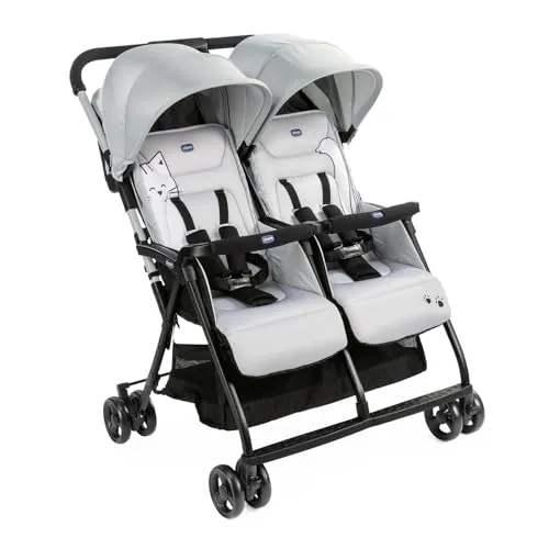 Chicco OHlalà Twin Geschwisterwagen - Kinderwagen für Zwillinge und Geschwister, leicht und kompakt mit nur 8 kg Gewicht. Verstellbare Sitze und UV-Schutz bieten individuellen Komfort und Sicherheit.