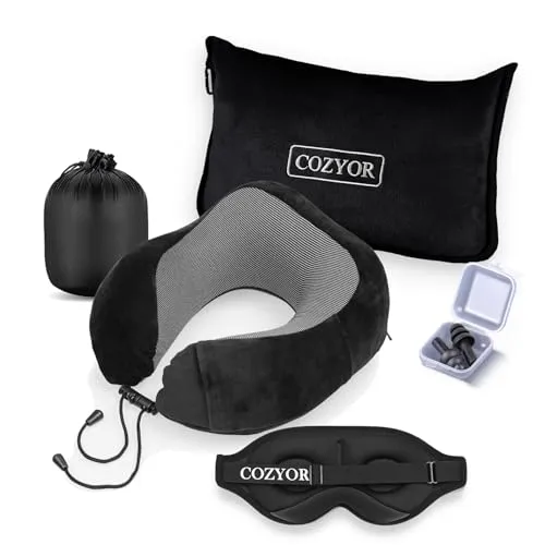 Cozyor Reisekissen und Reisedecke 2 in 1, schwarz Eclipse von Cozyor