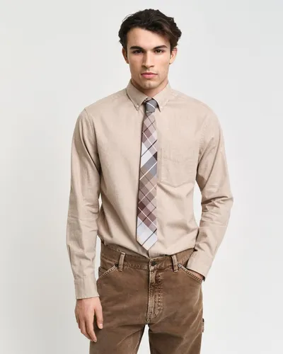 GANT Herren REG Flannel Melange Shirt Hemd, Dry Sand, M