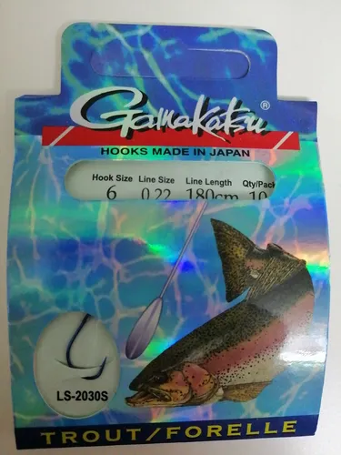gebundene Haken Gamakatsu Forellenhaken LS2030S Gr.6 / 0.22 mm 180cm blau