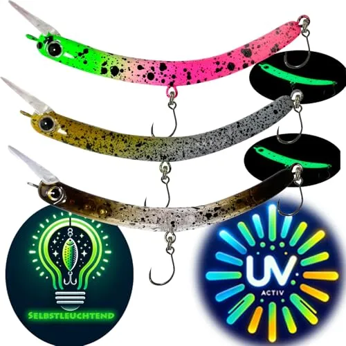 Njord Kalastus Banenwobbler 3er Set UV Aktiv & Selbstleuchtend Forellen Köder Neuheiten 2025 6,5cm 3,6g Forellen Wobbler Forelle Angeln Zubehör (3er Set Reizfarben)