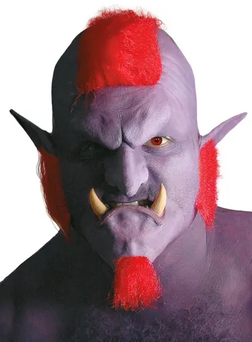 Trollkinn aus Latex zum Ankleben in lila von Wizardo